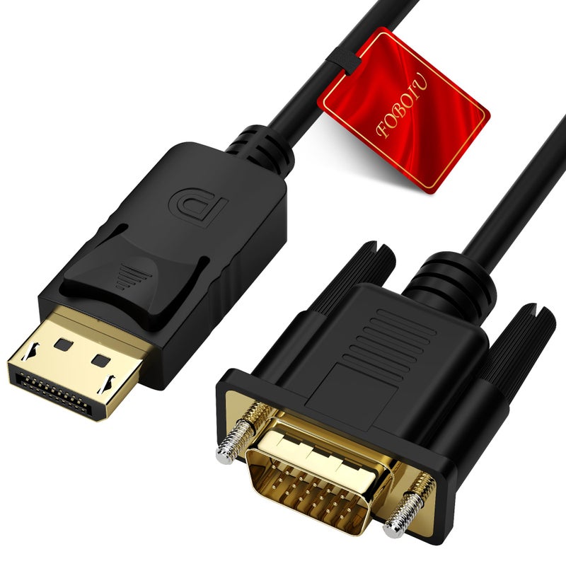 Foboiu DisplayPort to VGA Cable 6FT, Display Port DP to VGA Adapter Cord for Laptop/Desktop to Monitor/Projector, 1080P Male to Male (Not Bidirectional, Not Compatible with HDMI or USB) - Image 1